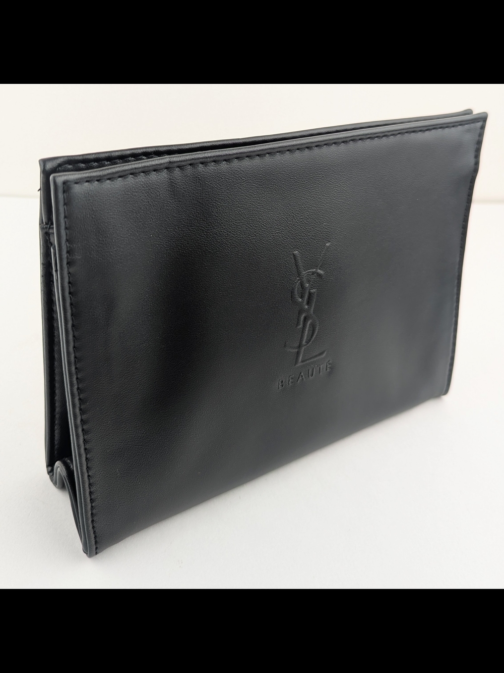 Yves Saint Laurent Beaute Faux Leather Cosmetic Bag with Embossed YSL Logo NWOT